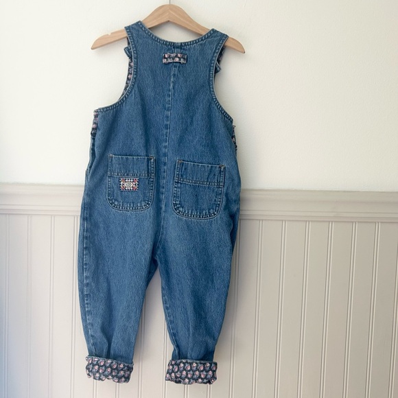 Vintage Laura Ashley Mother & Child Girl 4T Floral Lined Denim Overalls - Picture 6 of 6